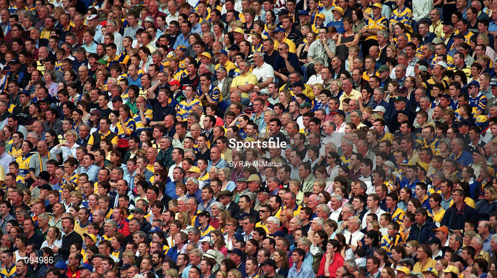 28 July 2002; Clare fans watch on during the Guinness All-Ireland Senior Hurling Championship Quarter-Final match between Clare and Galway at Croke Park. Photo by Ray McManus/Sportsfile
