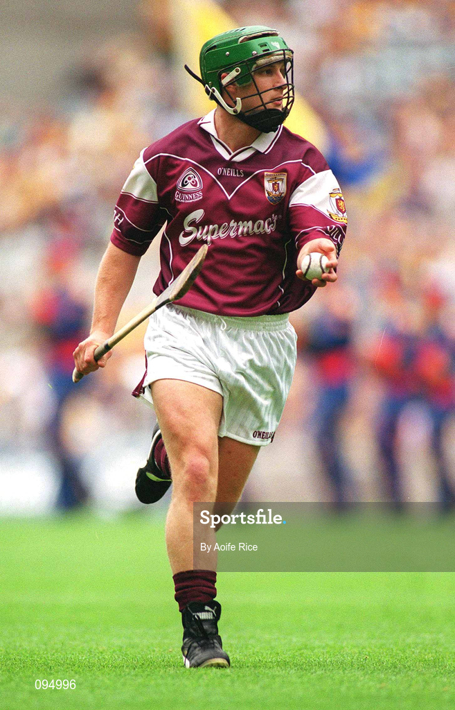 28 July 2002; Fergal Healy of Galway in the warm-up before the Guinness All-Ireland Senior Hurling Championship Quarter-Final match between Clare and Galway at Croke Park. Photo by Aoife Rice/Sportsfile
