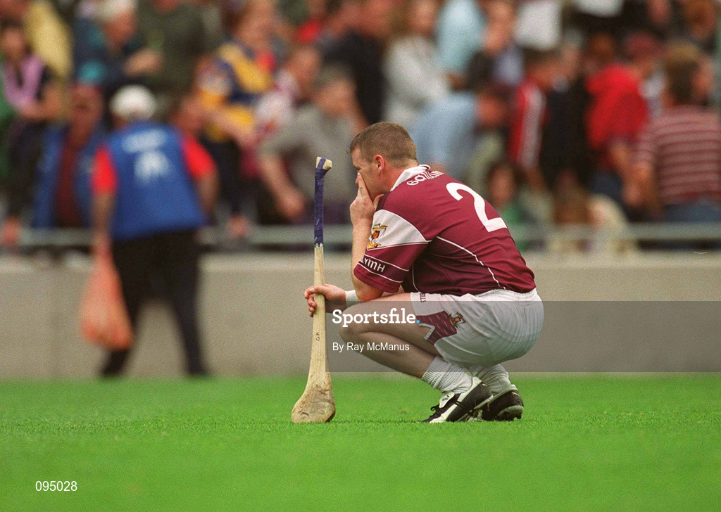 28 July 2002; A dejected Gregory Kennedy of Galway after the Guinness All-Ireland Senior Hurling Championship Quarter-Final match between Clare and Galway at Croke Park. Photo by Ray McManus/Sportsfile