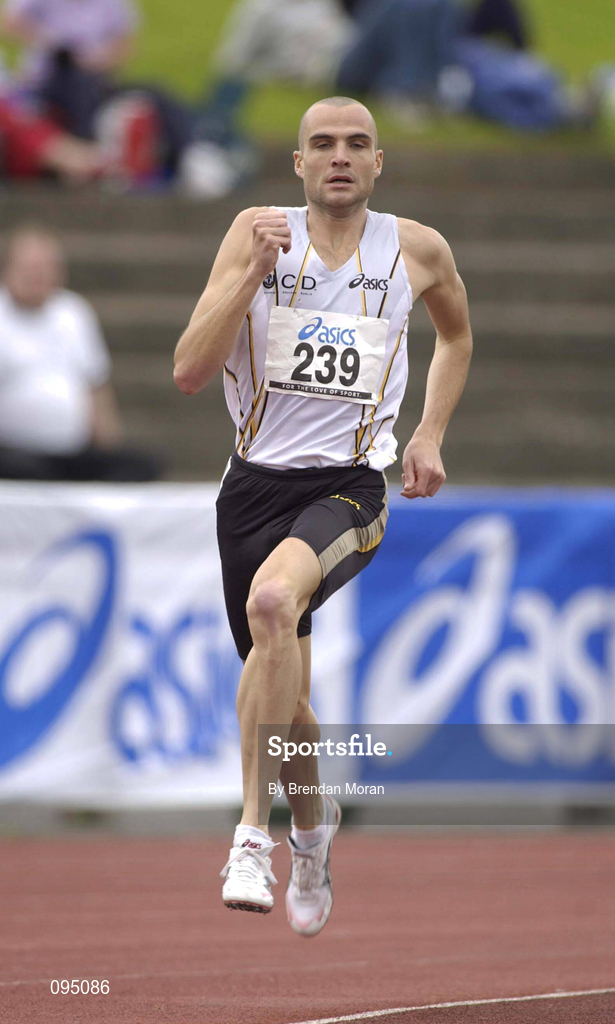 13 July 2002; James Nolan of UCD AC in action during the Men's 1500m heats at the AAI National Track and Field Championships at the Morton Stadium in Santry, Dublin. Photo by Brendan Moran/Sportsfile