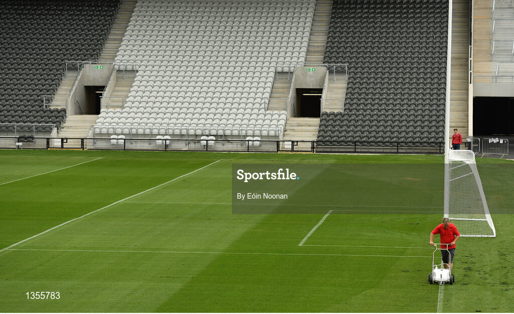 19 July 2017; Groundsman William Fahey lining the pitch ahead of the Cork County Premier Intermediate Championship match between Blarney and Valley Rovers at Páirc Ui Chaoimh in Co. Cork. Photo by Eóin Noonan/Sportsfile