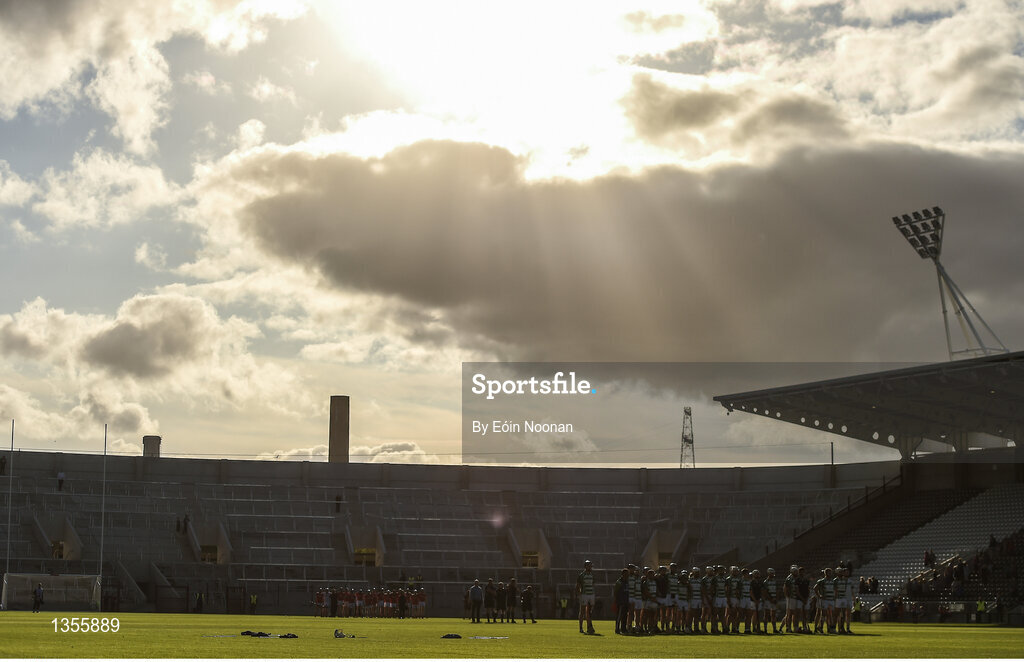 19 July 2017; Both team's stand for the National Anthem ahead of the Cork County Premier Intermediate Championship match between Blarney and Valley Rovers at Páirc Ui Chaoimh in Co. Cork. Photo by Eóin Noonan/Sportsfile