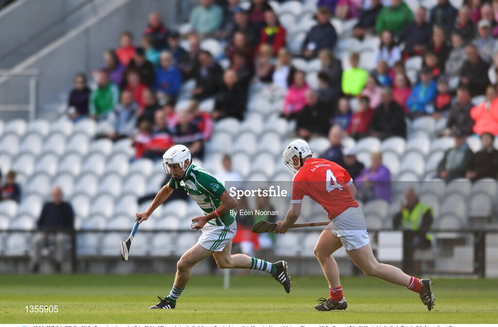 19 July 2017; Eoin O'Reilly of Valley Rovers in action against Brian Walsh of Blarney during the Cork County Premier Intermediate Championship match between Blarney and Valley Rovers at Páirc Ui Chaoimh in Co. Cork. Photo by Eóin Noonan/Sportsfile