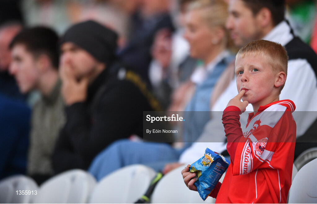 19 July 2017; A young supporter watches on during the Cork County Premier Intermediate Championship match between Blarney and Valley Rovers at Páirc Ui Chaoimh in Co. Cork. Photo by Eóin Noonan/Sportsfile