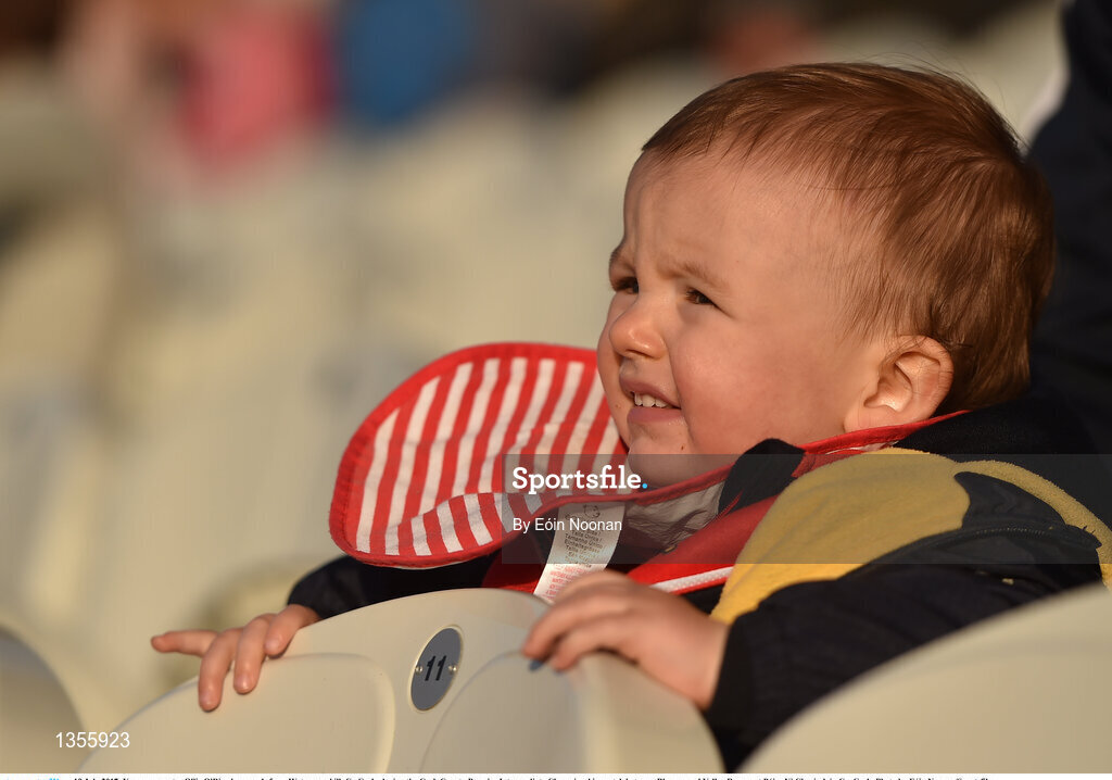 19 July 2017; Young supporter Ollie O'Riordan, age 1, from Watergrasshill, Co Cork, during the Cork County Premier Intermediate Championship match between Blarney and Valley Rovers at Páirc Ui Chaoimh in Co. Cork. Photo by Eóin Noonan/Sportsfile