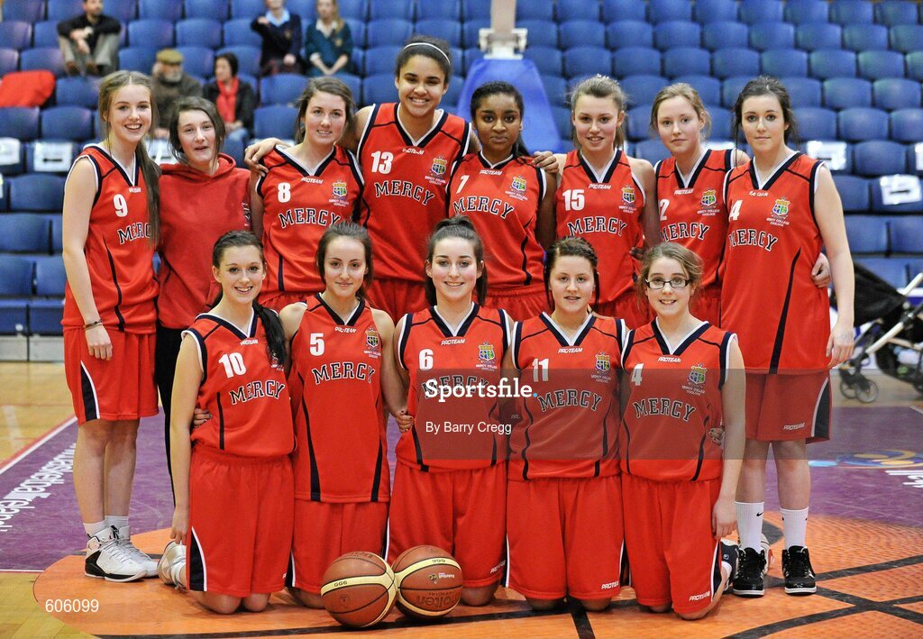 22 March 2012; The Mercy Coolock, Dublin, team. U16B Girls - All-Ireland Schools League Finals 2012, Mercy Coolock, Dublin v Christ the King, Cork, National Basketball Arena, Tallaght, Dublin. Picture credit: Barry Cregg / SPORTSFILE