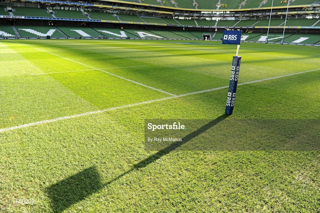 25 February 2012; A general view of a touchline flag at the Aviva Stadium. RBS Six Nations Rugby Championship, Ireland v Italy, Aviva Stadium, Lansdowne Road, Dublin. Picture credit: Ray McManus / SPORTSFILE
