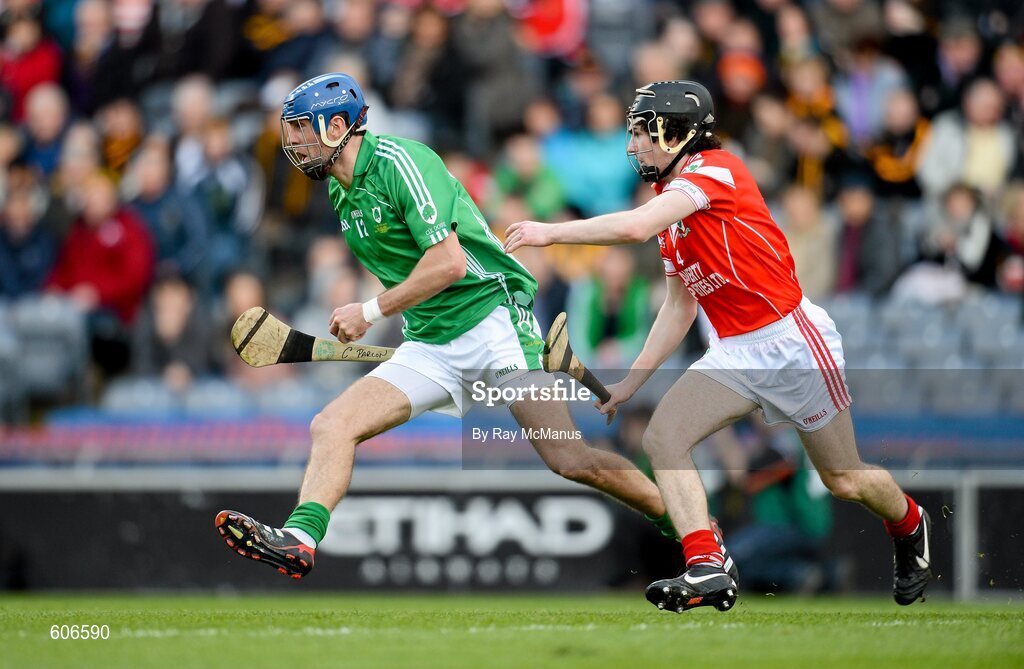 17 March 2012; Cathal Parlon, Coolderry, in action against Ronan McClooskey, Loughgiel Shamrocks. AIB GAA Hurling All-Ireland Senior Club Championship Final, Coolderry, Offaly, v Loughgiel Shamrocks, Antrim, Croke Park, Dublin. Picture credit: Ray McManus / SPORTSFILE