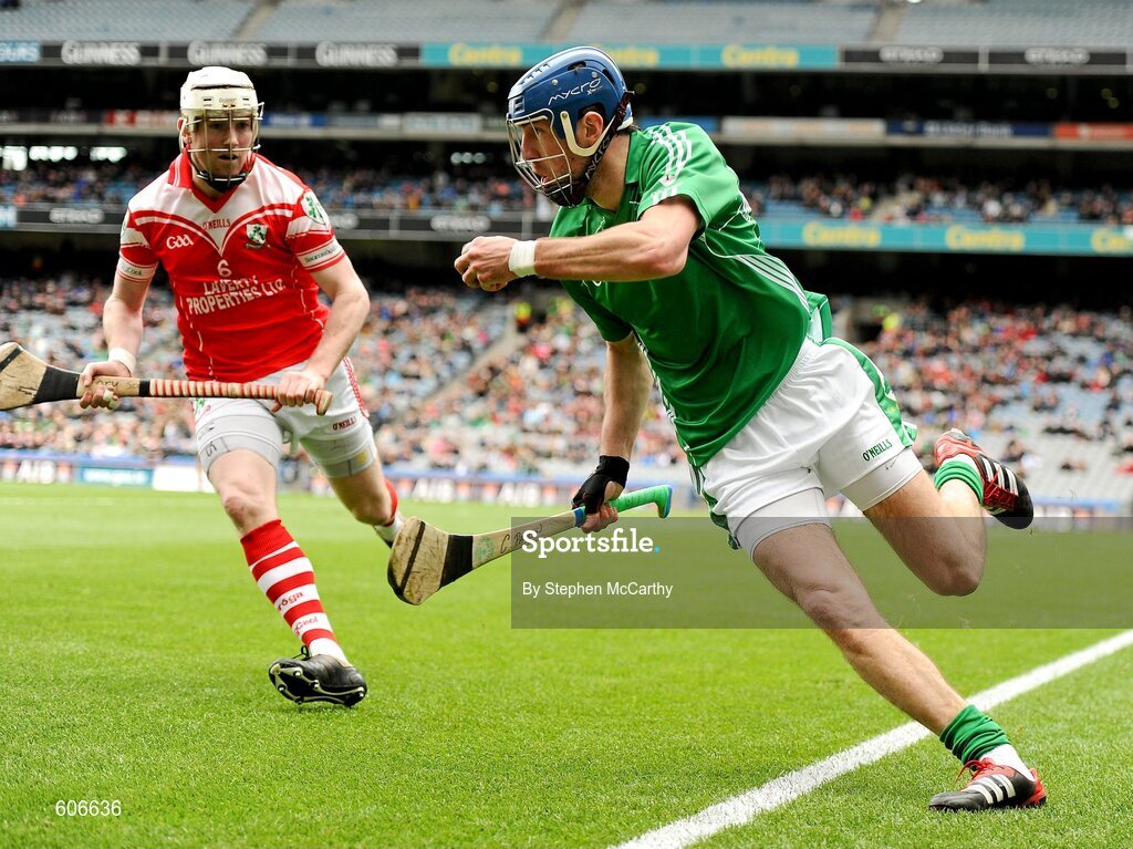 17 March 2012; Cathal Parlin, Coolderry, in action against Martin Scullion, Loughgiel Shamrocks. AIB GAA Hurling All-Ireland Senior Club Championship Final, Coolderry, Offaly, v Loughgiel Shamrocks, Antrim. Croke Park, Dublin. Picture credit: Stephen McCarthy / SPORTSFILE