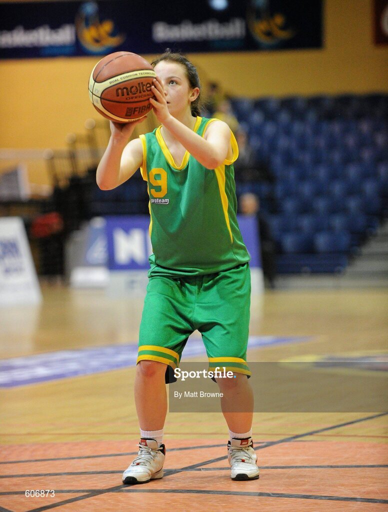 22 March 2012; Meaghan Dunne, Clonaslee Vocational School, Laois. U16C Girls - All-Ireland Schools League Finals 2012, Aquinas Grammar, Belfast v Clonaslee Vocational School, Laois, National Basketball Arena, Tallaght, Dublin. Picture credit: Matt Browne / SPORTSFILE