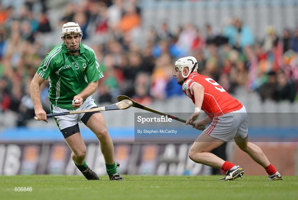 17 March 2012; Kevin Brady, Coolderry, in action against Mark McFadden, Loughgiel Shamrocks. AIB GAA Hurling All-Ireland Senior Club Championship Final, Coolderry, Offaly, v Loughgiel Shamrocks, Antrim. Croke Park, Dublin. Picture credit: Stephen McCarthy / SPORTSFILE