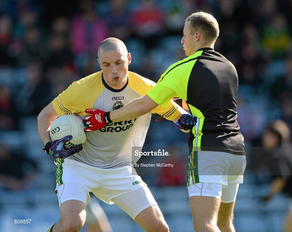 18 March 2012; Kieran Donaghy, Kerry, is tackled by team-mate Barry John Keane during their side's warm-up ahead of the game. Allianz Football League, Division 1, Round 5, Cork v Kerry, Pairc Ui Chaoimh, Cork. Picture credit: Stephen McCarthy / SPORTSFILE