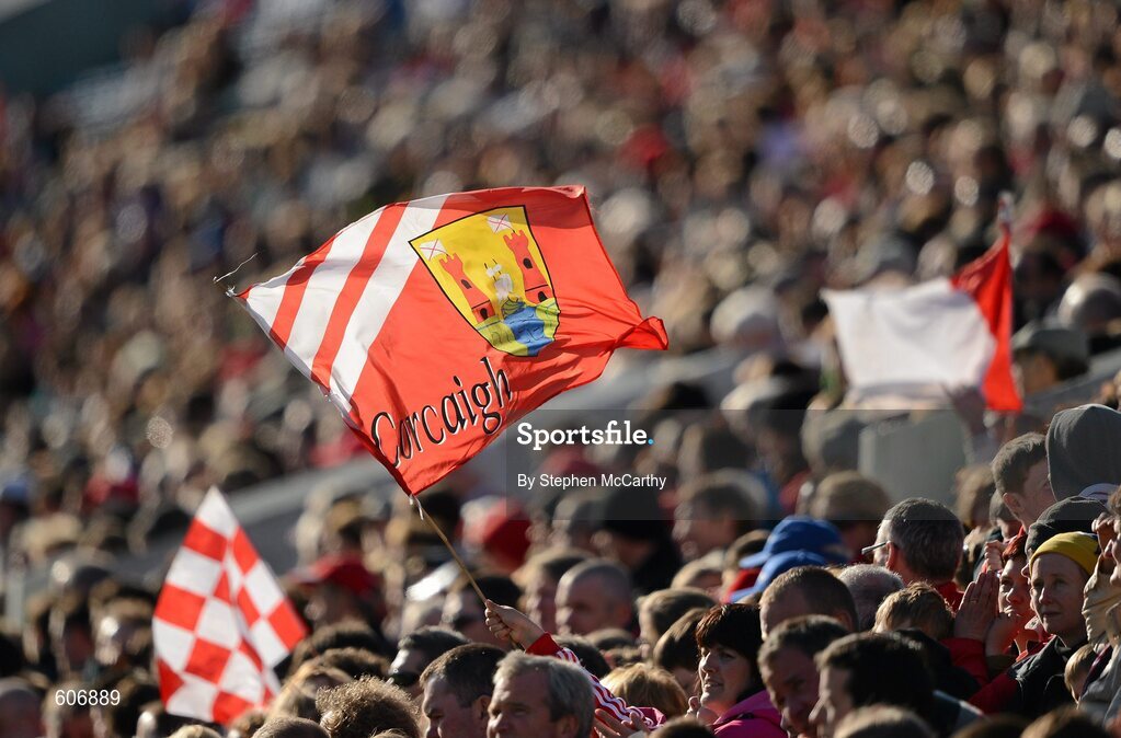 18 March 2012; A Cork flag during the game. Allianz Football League, Division 1, Round 5, Cork v Kerry, Pairc Ui Chaoimh, Cork. Picture credit: Stephen McCarthy / SPORTSFILE