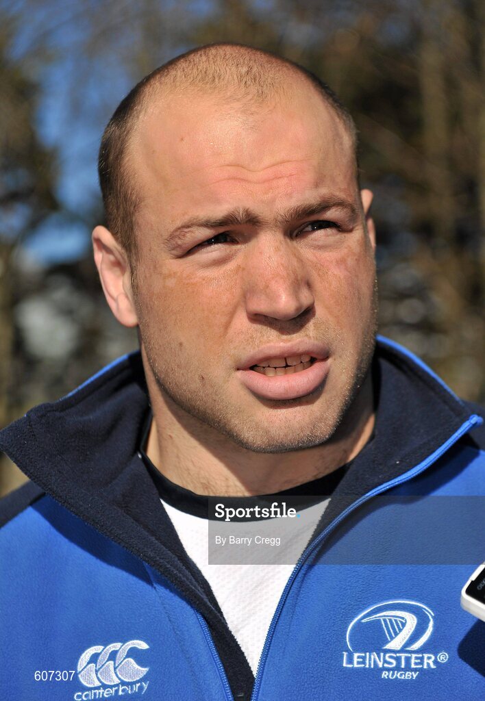 26 March 2012; Leinster's Richardt Strauss speaking to the media during a press conference ahead of their Celtic League match against Munster on Saturday. Leinster Rugby Squad Press Conference, UCD, Belfield, Dublin. Picture credit: Barry Cregg / SPORTSFILE