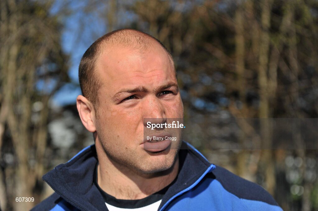 26 March 2012; Leinster's Richardt Strauss speaking to the media during a press conference ahead of their Celtic League match against Munster on Saturday. Leinster Rugby Squad Press Conference, UCD, Belfield, Dublin. Picture credit: Barry Cregg / SPORTSFILE