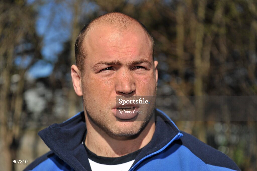 26 March 2012; Leinster's Richardt Strauss speaking to the media during a press conference ahead of their Celtic League match against Munster on Saturday. Leinster Rugby Squad Press Conference, UCD, Belfield, Dublin. Picture credit: Barry Cregg / SPORTSFILE