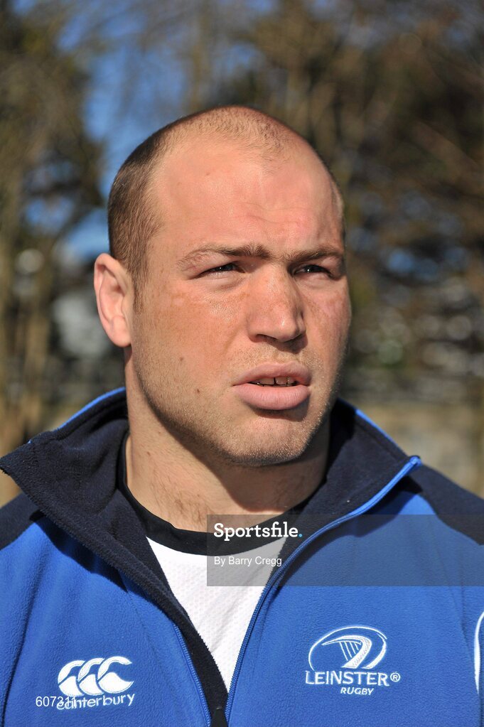 26 March 2012; Leinster's Richardt Strauss speaking to the media during a press conference ahead of their Celtic League match against Munster on Saturday. Leinster Rugby Squad Press Conference, UCD, Belfield, Dublin. Picture credit: Barry Cregg / SPORTSFILE