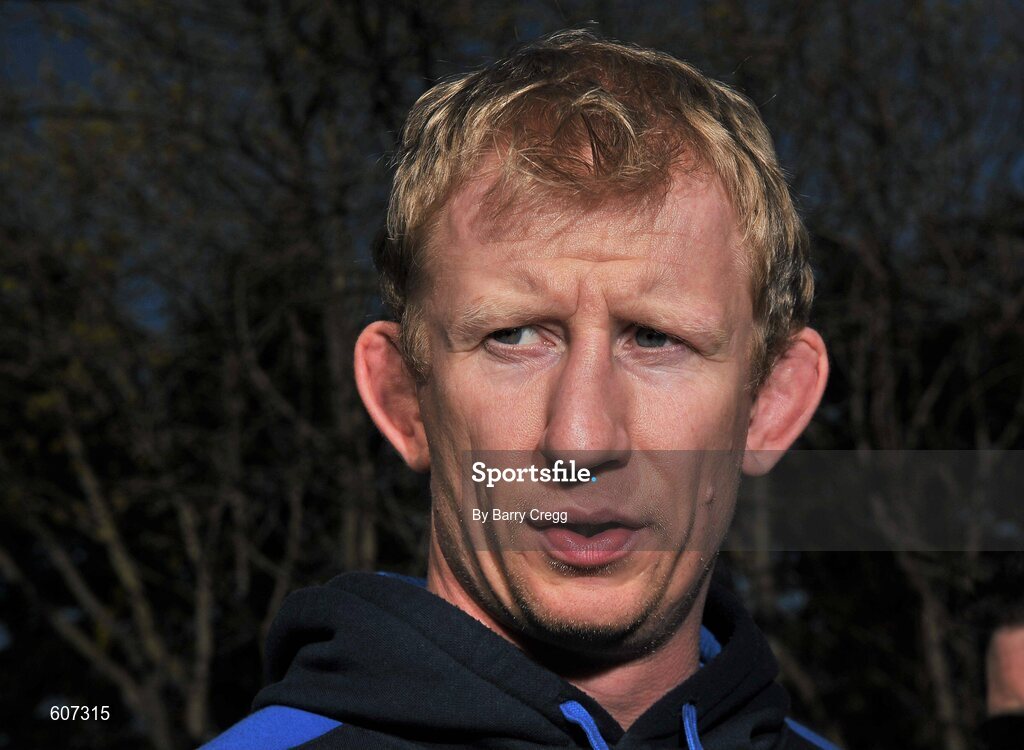 26 March 2012; Leinster's Leo Cullen speaking to the media during a press conference ahead of their Celtic League match against Munster on Saturday. Leinster Rugby Squad Press Conference, UCD, Belfield, Dublin. Picture credit: Barry Cregg / SPORTSFILE