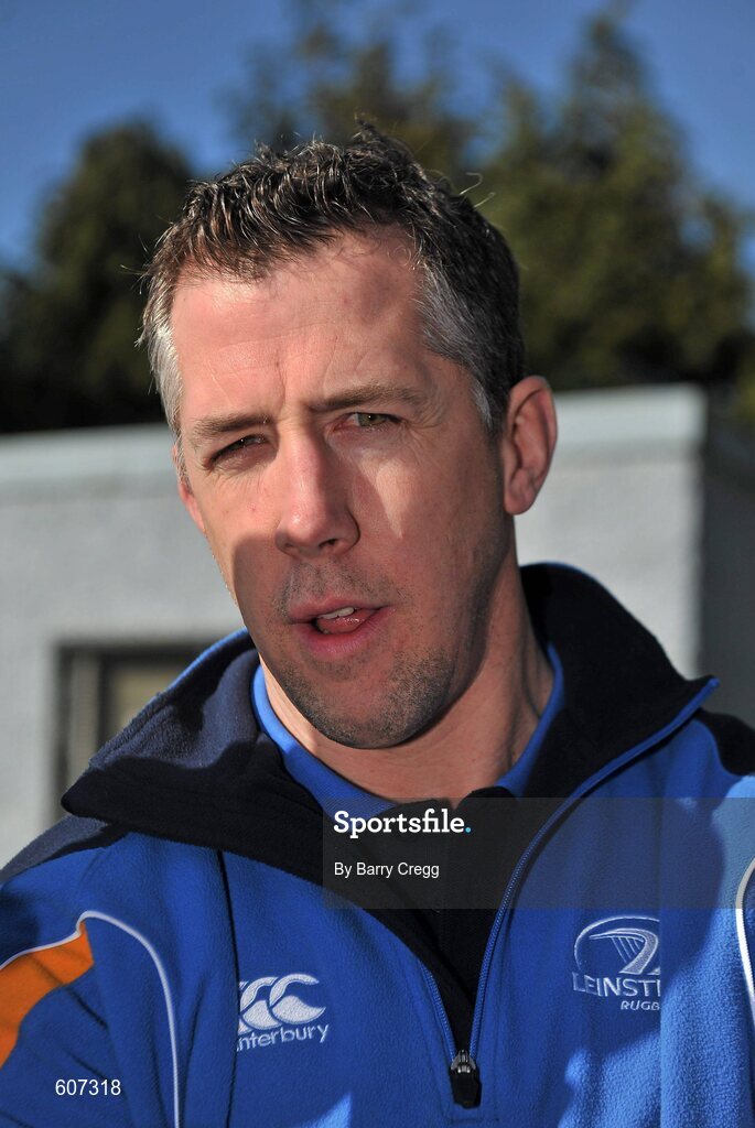 26 March 2012; Leinster team manager Guy Easterby speaking to the media during a press conference ahead of their Celtic League match against Munster on Saturday. Leinster Rugby Squad Press Conference, UCD, Belfield, Dublin. Picture credit: Barry Cregg / SPORTSFILE