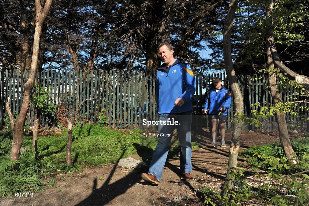 26 March 2012; Leinster team manager Guy Easterby makes his way ahead of Ricardt Strauss to a press conference ahead of their Celtic League match against Munster on Saturday. Leinster Rugby Squad Press Conference, UCD, Belfield, Dublin. Picture credit: Barry Cregg / SPORTSFILE