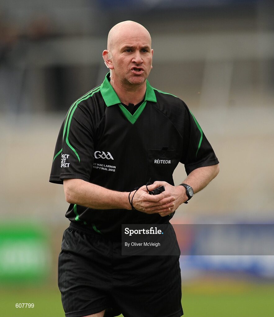 19 March 2012; Referee Paul Coyle, Tyrone. MacLarnon Cup Final, St. Columb’s, Derry v St. Paul’s, Bessbrook, Morgan Athletic Grounds, Armagh. Picture credit: Oliver McVeigh / SPORTSFILE
