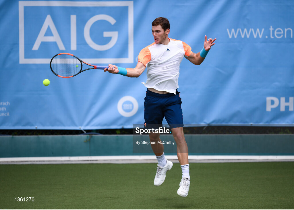 28 July 2017; Sam Barry of Ireland during the mens singles semi-final between Peter Kobelt of USA and Sam Barry of Ireland during the AIG Irish Open Tennis Championships at Fitzwilliam Lawn Tennis Club in Dublin. Photo by Stephen McCarthy/Sportsfile