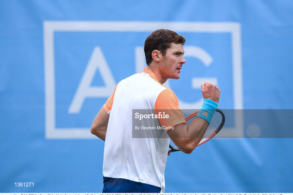 28 July 2017; Sam Barry of Ireland during the mens singles semi-final between Peter Kobelt of USA and Sam Barry of Ireland during the AIG Irish Open Tennis Championships at Fitzwilliam Lawn Tennis Club in Dublin. Photo by Stephen McCarthy/Sportsfile