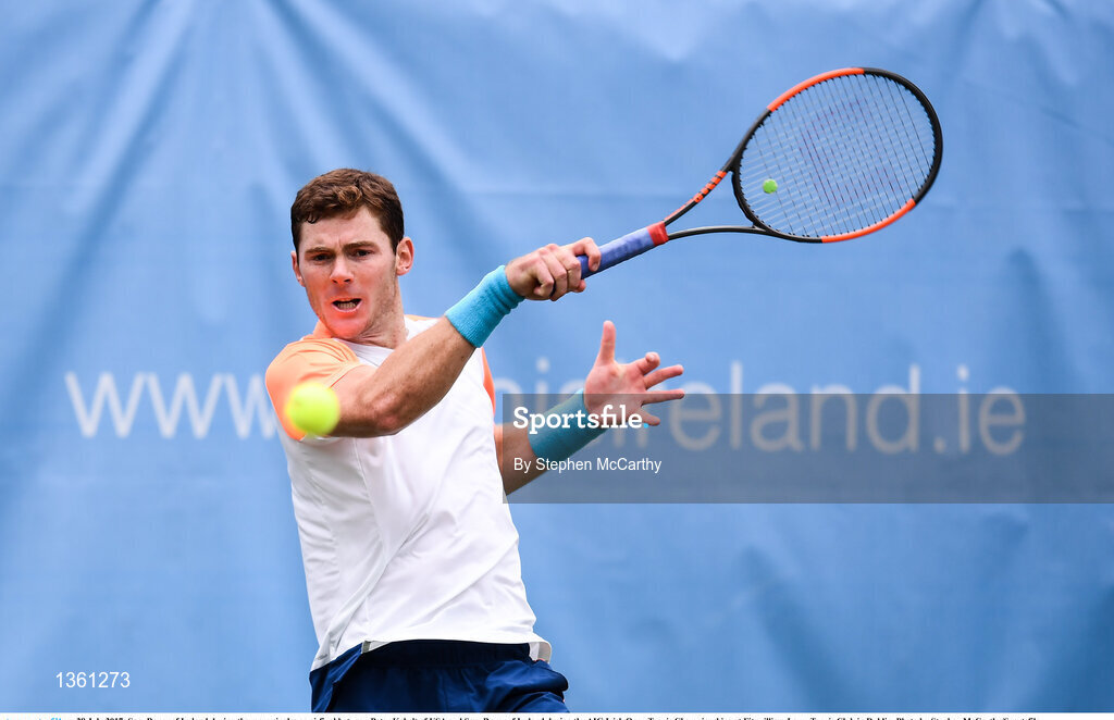 28 July 2017; Sam Barry of Ireland during the mens singles semi-final between Peter Kobelt of USA and Sam Barry of Ireland during the AIG Irish Open Tennis Championships at Fitzwilliam Lawn Tennis Club in Dublin. Photo by Stephen McCarthy/Sportsfile