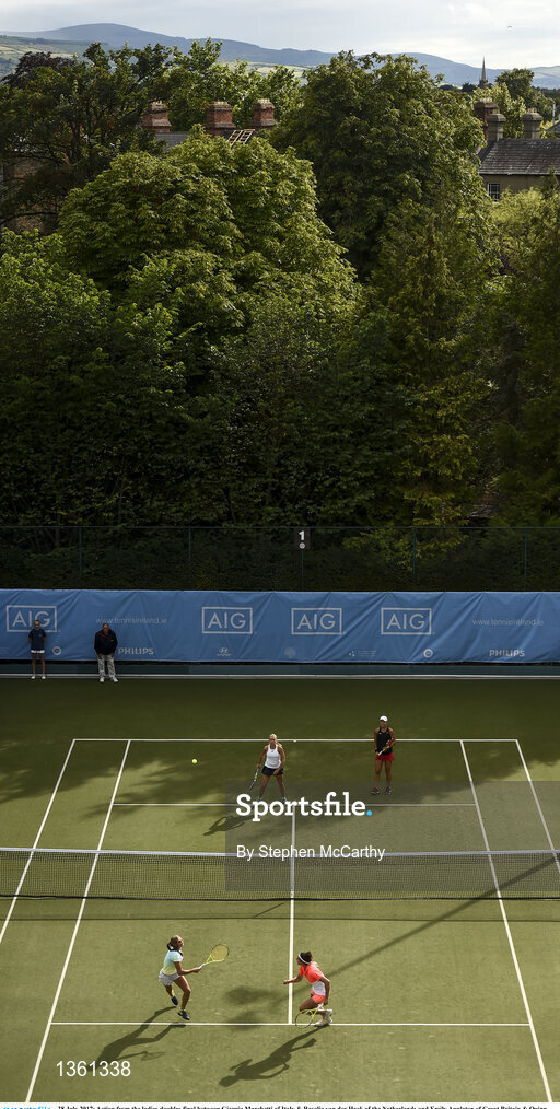 28 July 2017; Action from the ladies doubles final between Giorgia Marchetti of Italy & Rosalie van der Hoek of the Netherlands and Emily Appleton of Great Britain & Quinn Gleason of USA during the AIG Irish Open Tennis Championships at Fitzwilliam Lawn Tennis Club in Dublin. Photo by Stephen McCarthy/Sportsfile
