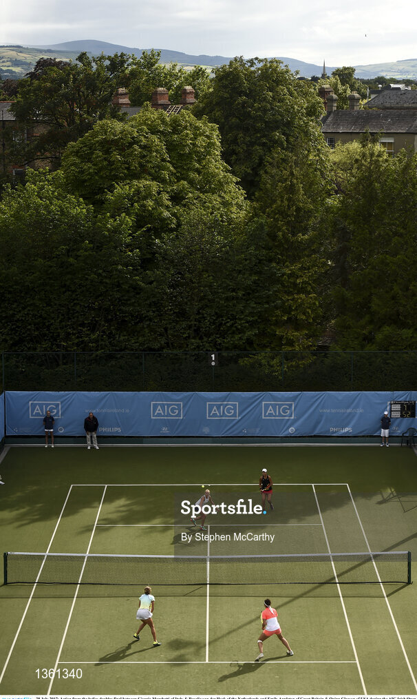 28 July 2017; Action from the ladies doubles final between Giorgia Marchetti of Italy & Rosalie van der Hoek of the Netherlands and Emily Appleton of Great Britain & Quinn Gleason of USA during the AIG Irish Open Tennis Championships at Fitzwilliam Lawn Tennis Club in Dublin. Photo by Stephen McCarthy/Sportsfile