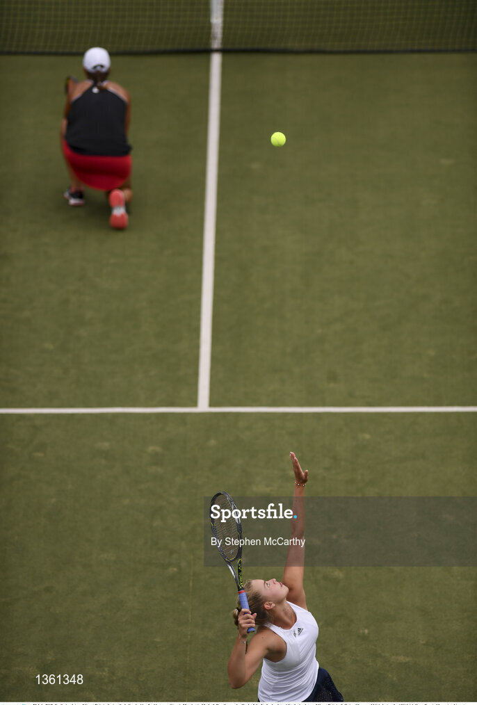 28 July 2017; Emily Appleton of Great Britain during the ladies doubles final between Giorgia Marchetti of Italy & Rosalie van der Hoek of the Netherlands and Emily Appleton of Great Britain & Quinn Gleason of USA during the AIG Irish Open Tennis Championships at Fitzwilliam Lawn Tennis Club in Dublin. Photo by Stephen McCarthy/Sportsfile