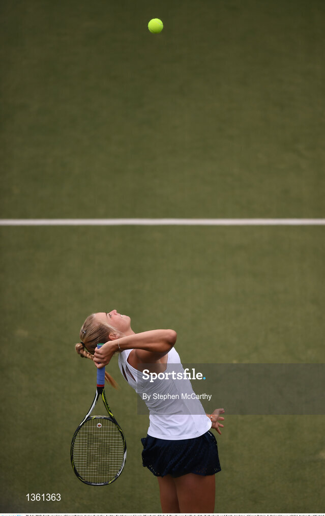 28 July 2017; Emily Appleton of Great Britain during the ladies doubles final between Giorgia Marchetti of Italy & Rosalie van der Hoek of the Netherlands and Emily Appleton of Great Britain & Quinn Gleason of USA during the AIG Irish Open Tennis Championships at Fitzwilliam Lawn Tennis Club in Dublin. Photo by Stephen McCarthy/Sportsfile