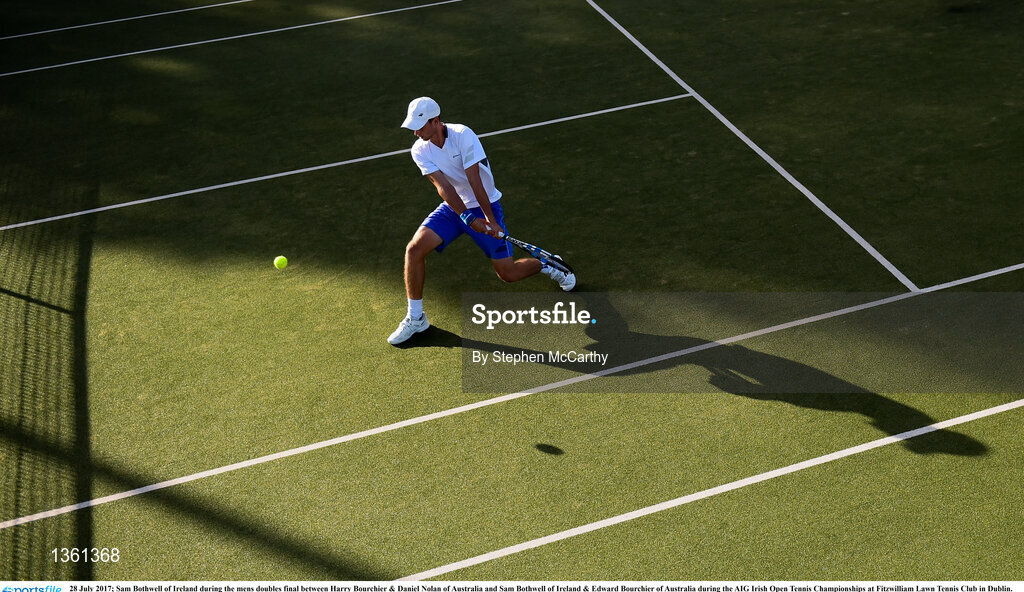 28 July 2017; Sam Bothwell of Ireland during the mens doubles final between Harry Bourchier & Daniel Nolan of Australia and Sam Bothwell of Ireland & Edward Bourchier of Australia during the AIG Irish Open Tennis Championships at Fitzwilliam Lawn Tennis Club in Dublin. Photo by Stephen McCarthy/Sportsfile