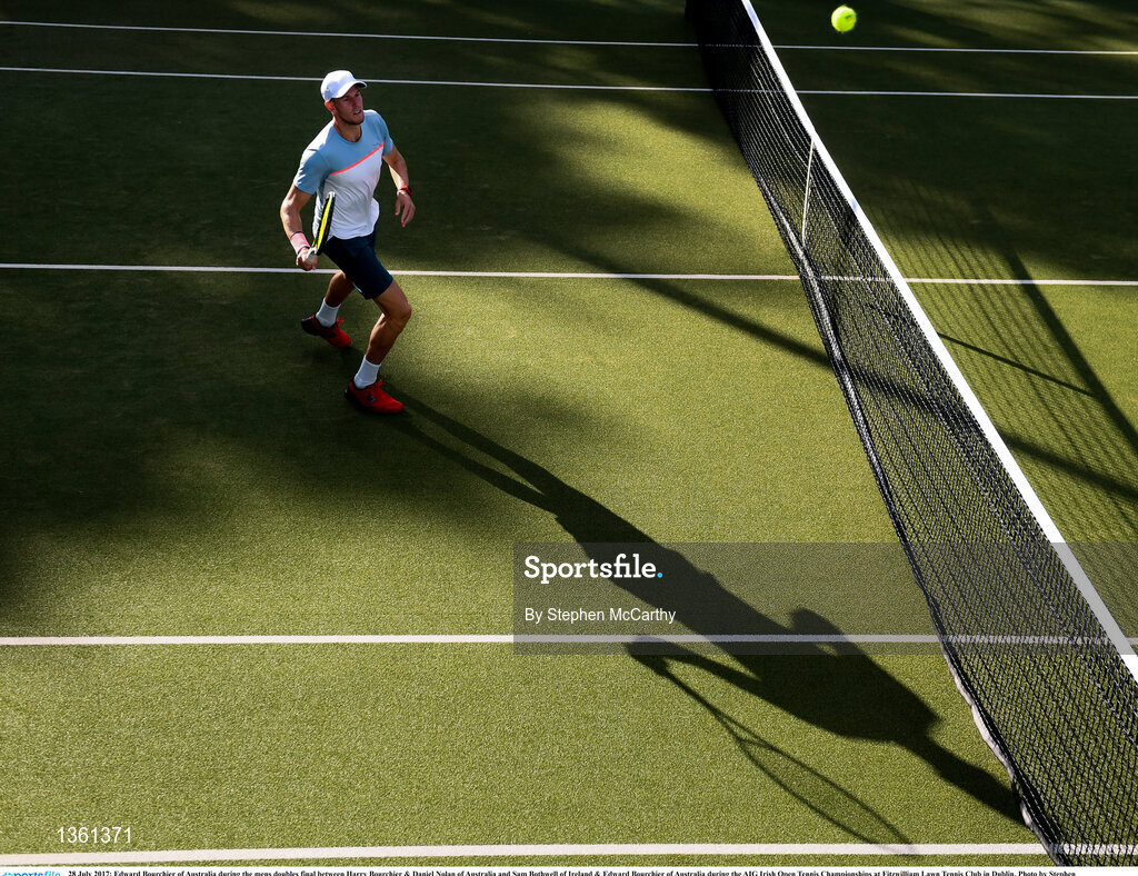 28 July 2017; Edward Bourchier of Australia during the mens doubles final between Harry Bourchier & Daniel Nolan of Australia and Sam Bothwell of Ireland & Edward Bourchier of Australia during the AIG Irish Open Tennis Championships at Fitzwilliam Lawn Tennis Club in Dublin. Photo by Stephen McCarthy/Sportsfile