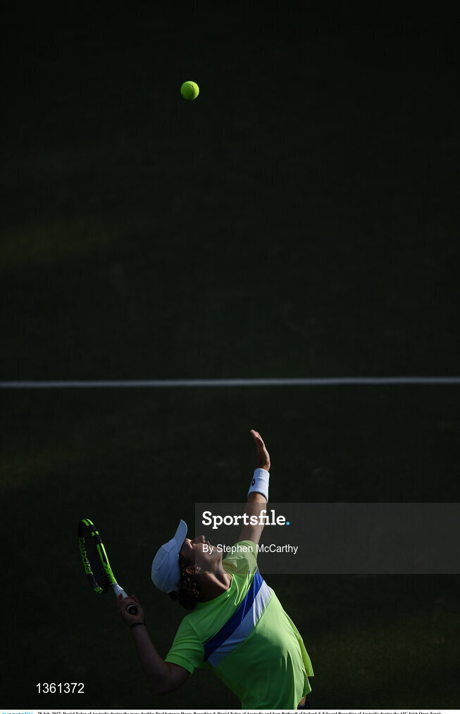 28 July 2017; Daniel Nolan of Australia during the mens doubles final between Harry Bourchier & Daniel Nolan of Australia and Sam Bothwell of Ireland & Edward Bourchier of Australia during the AIG Irish Open Tennis Championships at Fitzwilliam Lawn Tennis Club in Dublin. Photo by Stephen McCarthy/Sportsfile