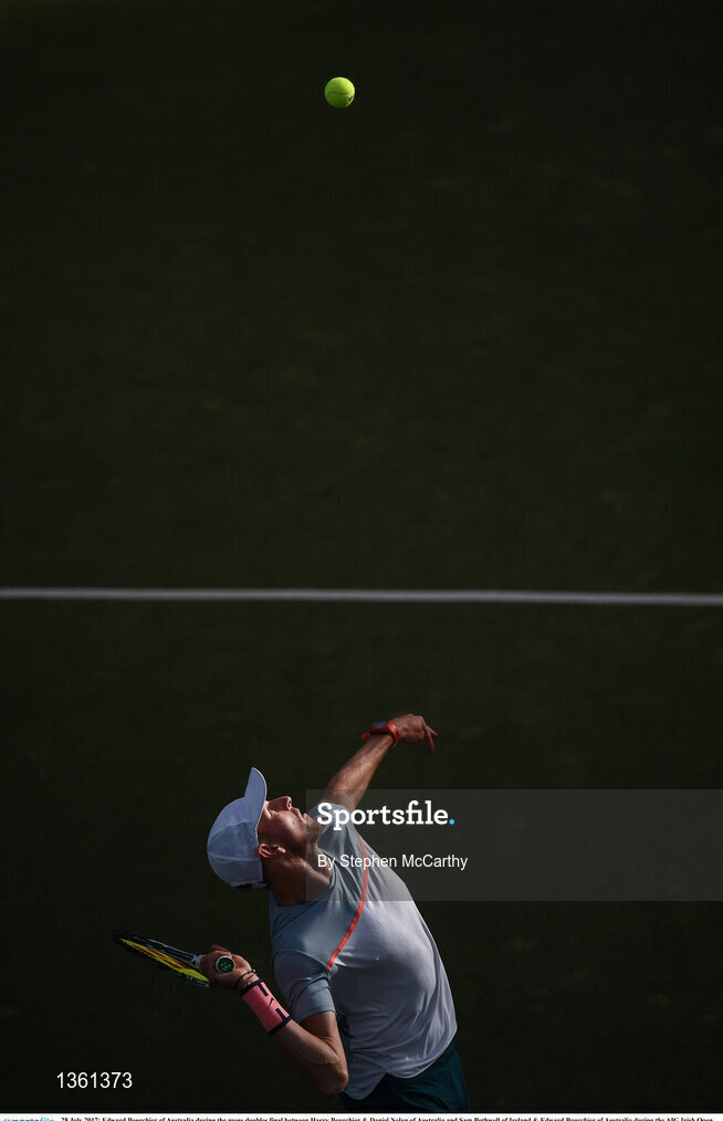 28 July 2017; Edward Bourchier of Australia during the mens doubles final between Harry Bourchier & Daniel Nolan of Australia and Sam Bothwell of Ireland & Edward Bourchier of Australia during the AIG Irish Open Tennis Championships at Fitzwilliam Lawn Tennis Club in Dublin. Photo by Stephen McCarthy/Sportsfile