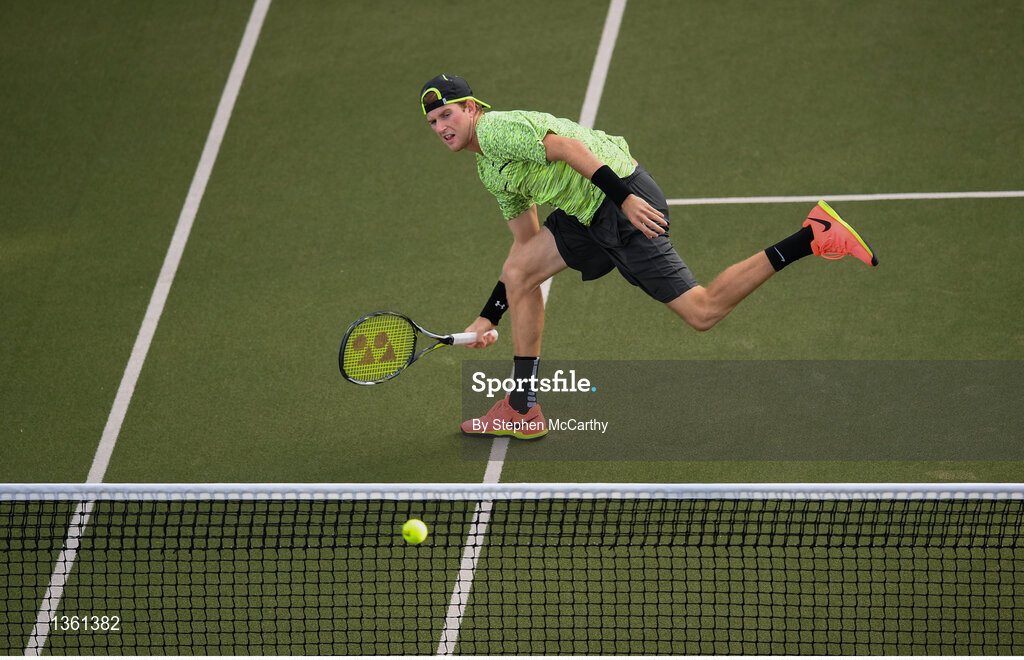 28 July 2017; Harry Bourchier of Australia during the mens doubles final between Harry Bourchier & Daniel Nolan of Australia and Sam Bothwell of Ireland & Edward Bourchier of Australia during the AIG Irish Open Tennis Championships at Fitzwilliam Lawn Tennis Club in Dublin. Photo by Stephen McCarthy/Sportsfile