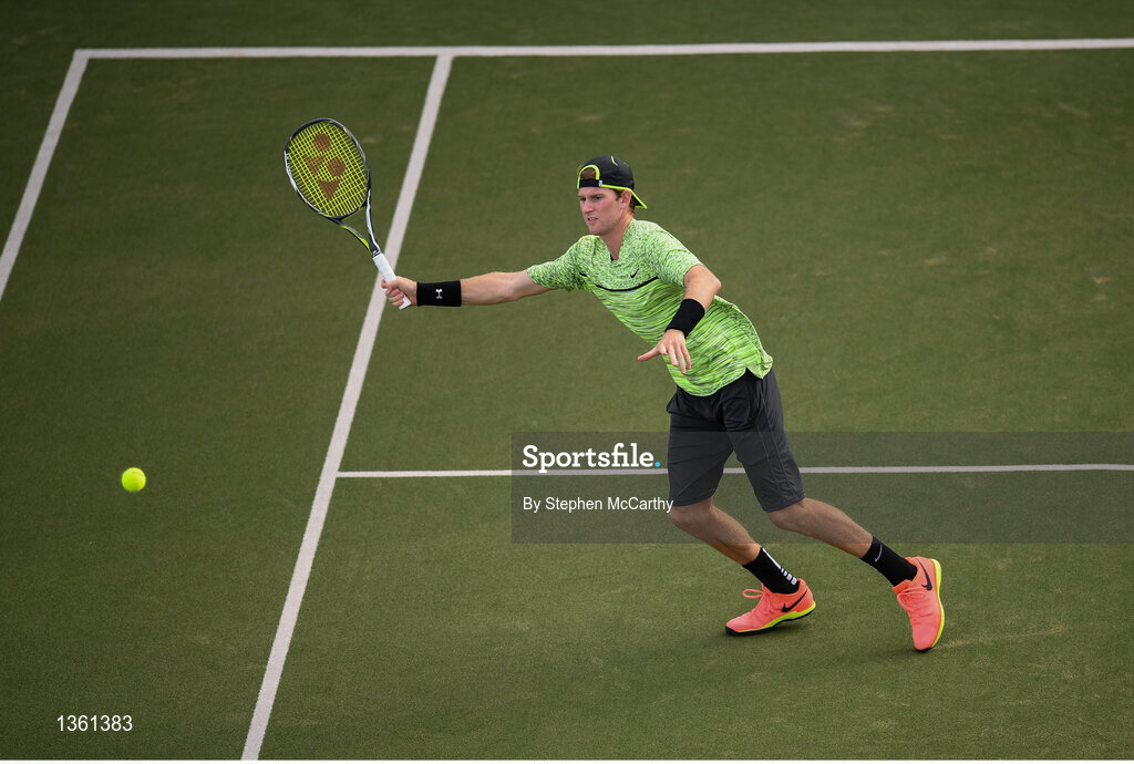28 July 2017; Harry Bourchier of Australia during the mens doubles final between Harry Bourchier & Daniel Nolan of Australia and Sam Bothwell of Ireland & Edward Bourchier of Australia during the AIG Irish Open Tennis Championships at Fitzwilliam Lawn Tennis Club in Dublin. Photo by Stephen McCarthy/Sportsfile