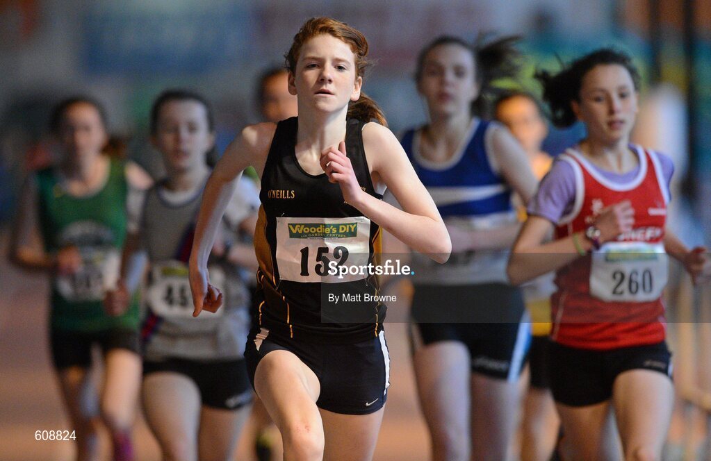 31 March 2012; Arlene Crossan, Letterkenny AC, Co. Donegal, in action during the Woodie’s DIY AAI Juvenile Indoor Championships of Ireland. Nenagh Indoor Arena, Nenagh, Co. Tipperary. Picture credit: Matt Browne / SPORTSFILE