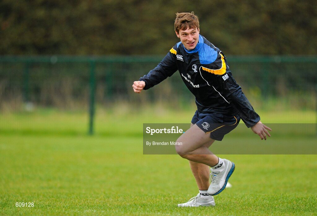 2 April 2012; Leinster's Brendan Macken in action during squad training ahead of their side's Heineken Cup Quarter-Final game against Cardiff Blues on Saturday. Leinster Rugby Squad Training. UCD, Belfield, Dublin. Picture credit: Brendan Moran / SPORTSFILE