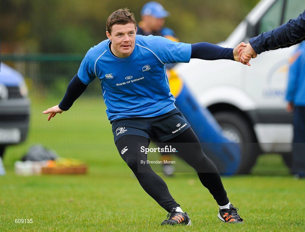 2 April 2012; Leinster's Brian O'Driscoll in action during squad training ahead of their side's Heineken Cup Quarter-Final game against Cardiff Blues on Saturday. Leinster Rugby Squad Training. UCD, Belfield, Dublin. Picture credit: Brendan Moran / SPORTSFILE