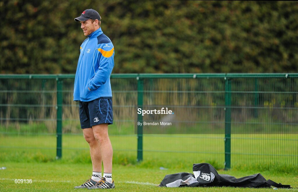 2 April 2012; Leinster's Brad Thorn looks on during squad training ahead of their side's Heineken Cup Quarter-Final game against Cardiff Blues on Saturday. Leinster Rugby Squad Training. UCD, Belfield, Dublin. Picture credit: Brendan Moran / SPORTSFILE