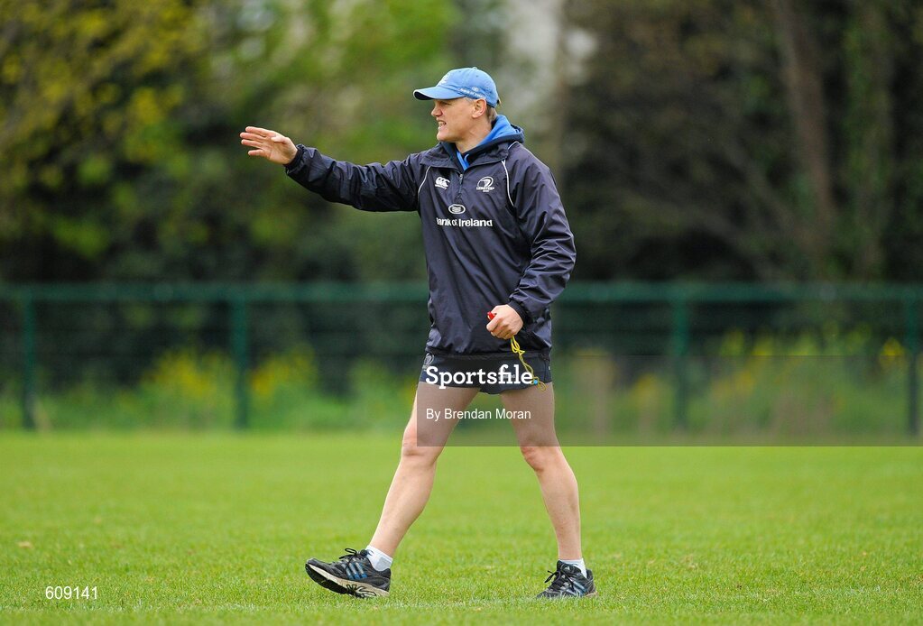 2 April 2012; Leinster head coach Joe Schmidt during squad training ahead of their side's Heineken Cup Quarter-Final game against Cardiff Blues on Saturday. Leinster Rugby Squad Training. UCD, Belfield, Dublin. Picture credit: Brendan Moran / SPORTSFILE