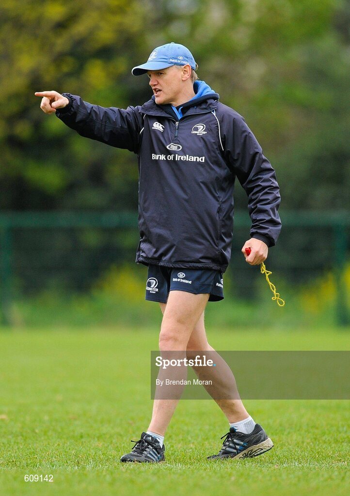2 April 2012; Leinster head coach Joe Schmidt during squad training ahead of their side's Heineken Cup Quarter-Final game against Cardiff Blues on Saturday. Leinster Rugby Squad Training. UCD, Belfield, Dublin. Picture credit: Brendan Moran / SPORTSFILE