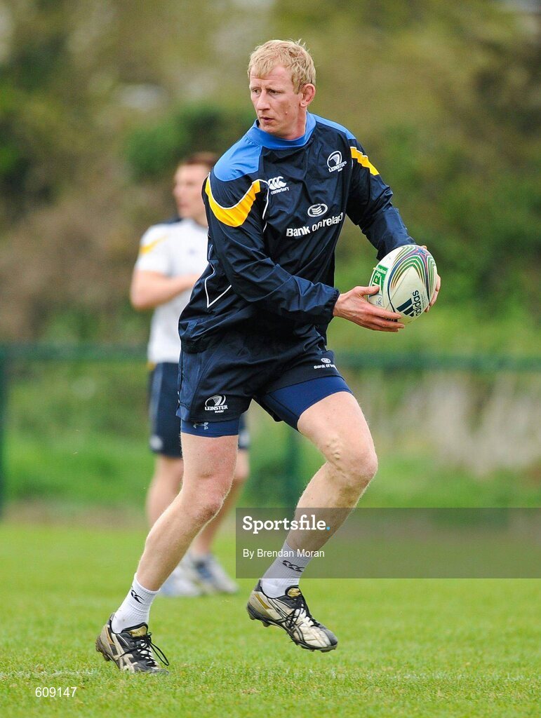 2 April 2012; Leinster's Leo Cullen in action during squad training ahead of their side's Heineken Cup Quarter-Final game against Cardiff Blues on Saturday. Leinster Rugby Squad Training. UCD, Belfield, Dublin. Picture credit: Brendan Moran / SPORTSFILE