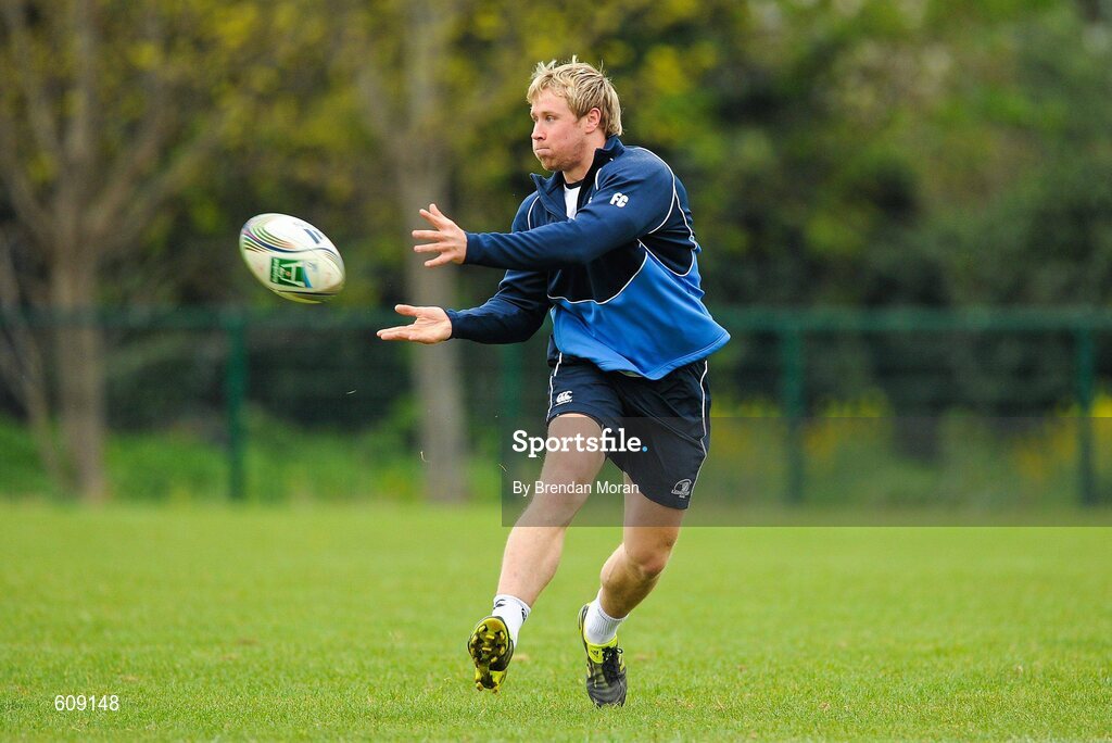 2 April 2012; Leinster's Fionn Carr in action during squad training ahead of their side's Heineken Cup Quarter-Final game against Cardiff Blues on Saturday. Leinster Rugby Squad Training. UCD, Belfield, Dublin. Picture credit: Brendan Moran / SPORTSFILE