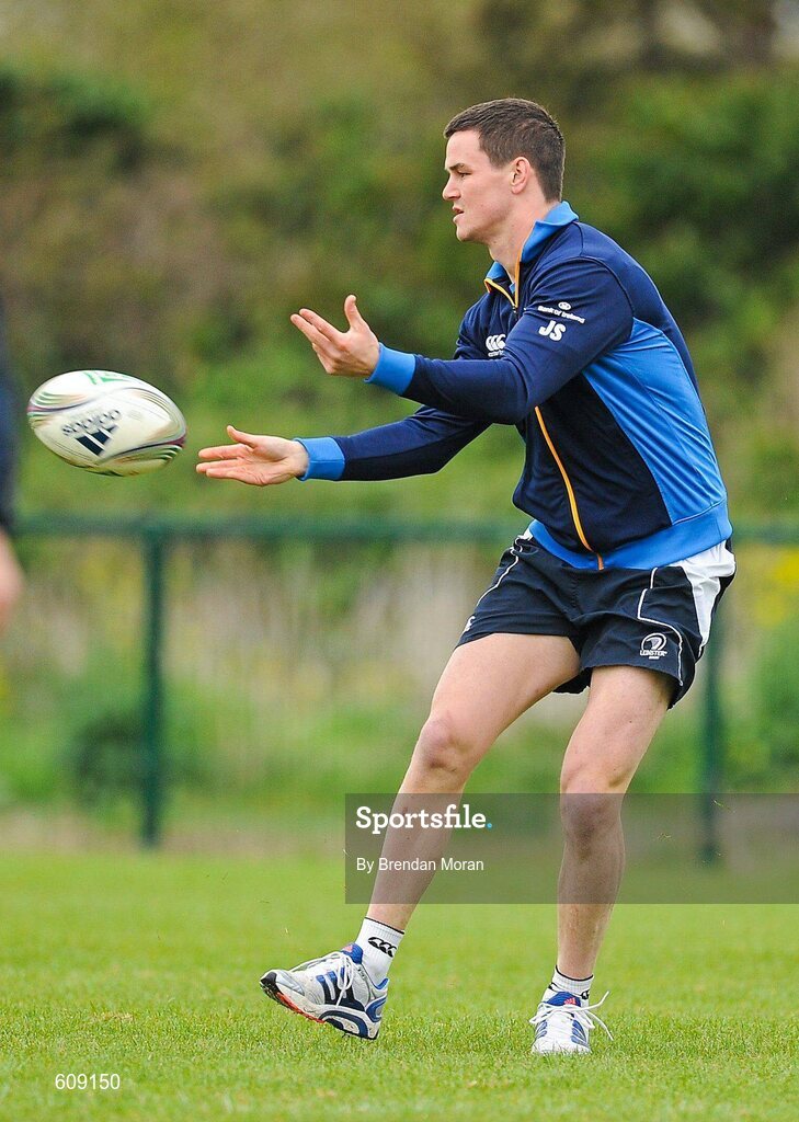 2 April 2012; Leinster's Jonathan Sexton in action during squad training ahead of their side's Heineken Cup Quarter-Final game against Cardiff Blues on Saturday. Leinster Rugby Squad Training. UCD, Belfield, Dublin. Picture credit: Brendan Moran / SPORTSFILE