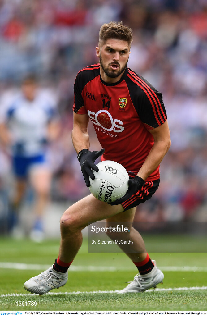 29 July 2017; Connaire Harrison of Down during the GAA Football All-Ireland Senior Championship Round 4B match between Down and Monaghan at Croke Park in Dublin. Photo by Stephen McCarthy/Sportsfile