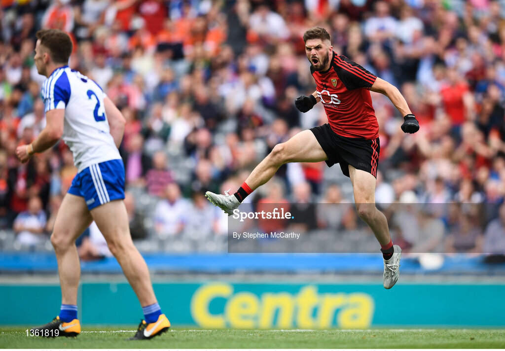 29 July 2017; Connaire Harrison of Down celebrates after scoring his side's first goal during the GAA Football All-Ireland Senior Championship Round 4B match between Down and Monaghan at Croke Park in Dublin. Photo by Stephen McCarthy/Sportsfile