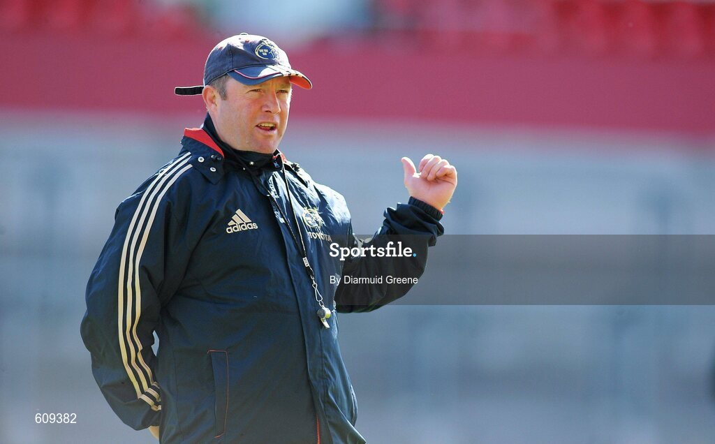 4 April 2012; Munster head coach Tony McGahan during squad training ahead of their Heineken Cup Quarter-Final game against Ulster on Sunday. Munster Rugby Squad Training, Thomond Park, Limerick. Picture credit: Diarmuid Greene / SPORTSFILE